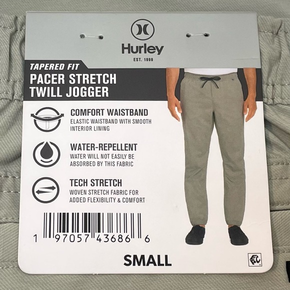 Hurley Men’s Pacer Stretch Twill Jogger Pants Light Grey Size Small NWT - Picture 9 of 16